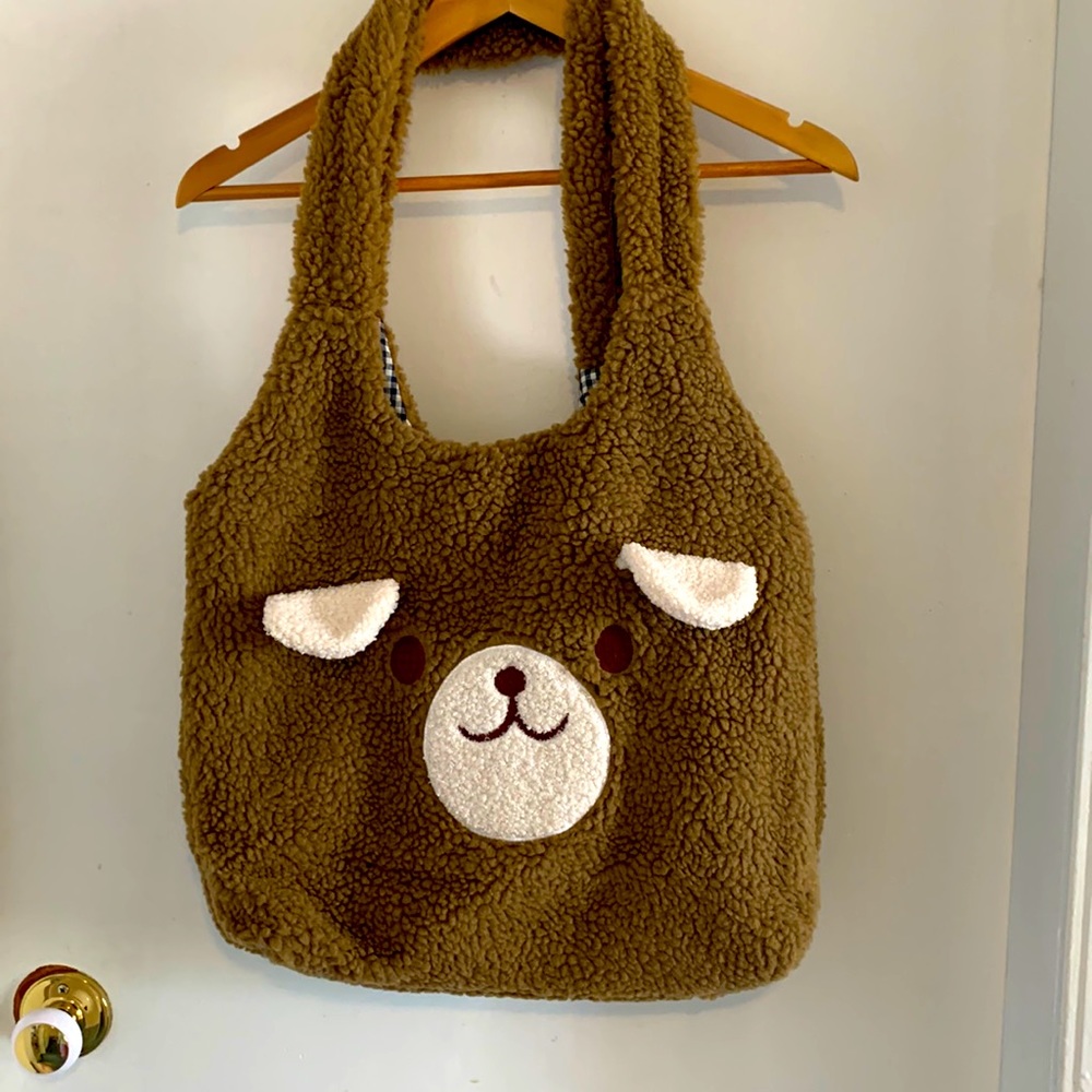 Brand new without tag cute bear fluffy tote bag